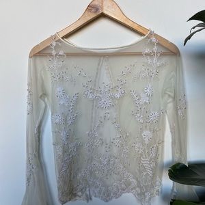Ivory hand beaded light jacket/ cover up